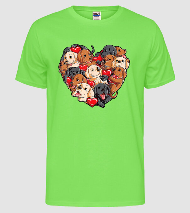 Puppy Heart model verde neon pe tricou