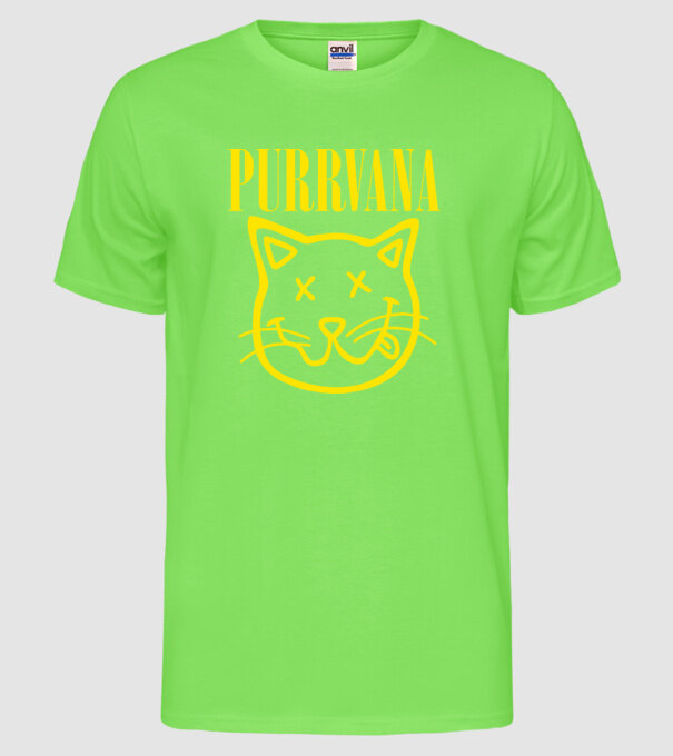 PURRVANA model verde neon pe tricou