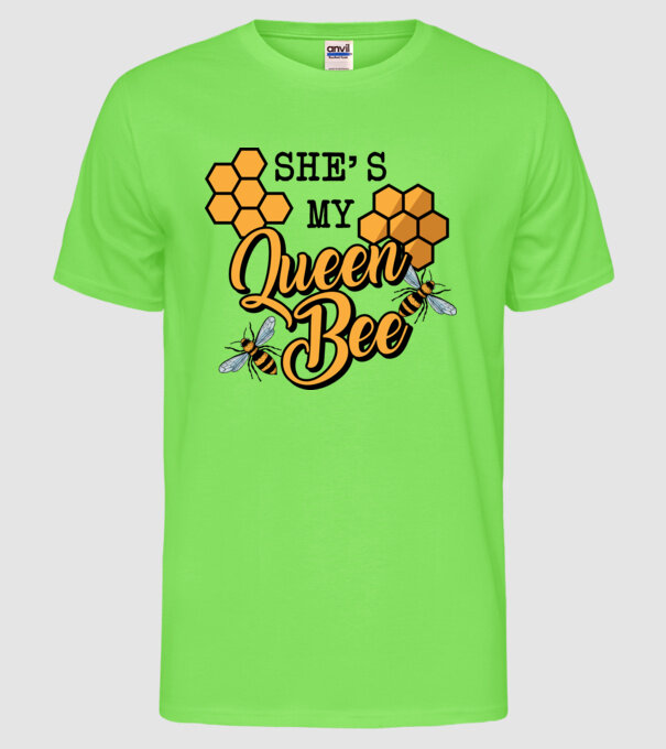 Queen Bee model verde neon pe tricou