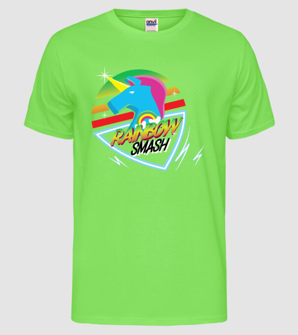 Rainbow smash model verde neon pe tricou