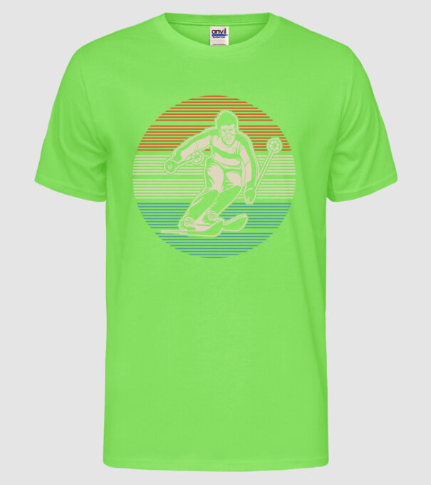 Retro circle ski model verde neon pe tricou