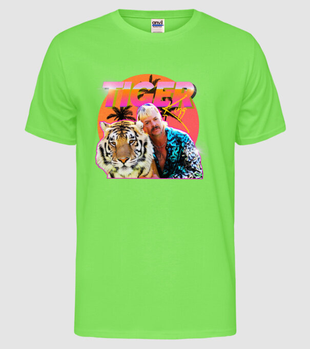 RETRO TIGER KING model verde neon pe tricou