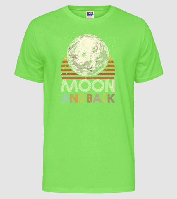 Retro vintage love you to the moon and back MOON model verde neon pe tricou