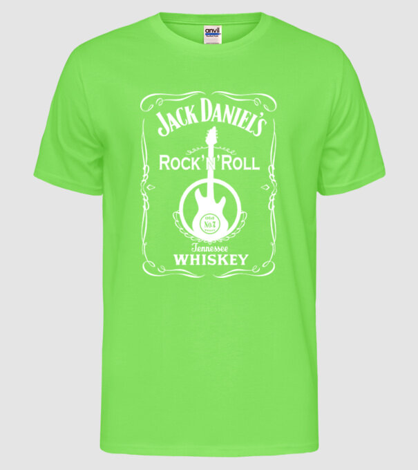 'Rock''n''Roll whiskey' model verde neon pe tricou