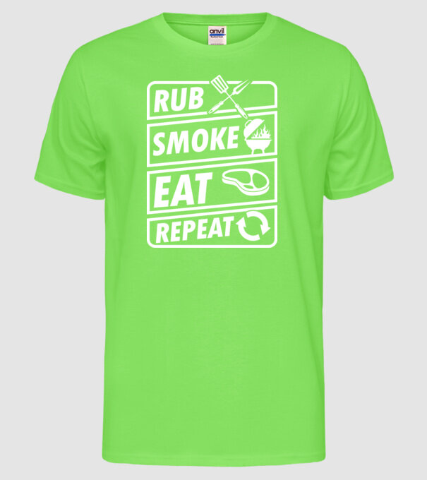 Rub Smoke Eat Repeat model verde neon pe tricou