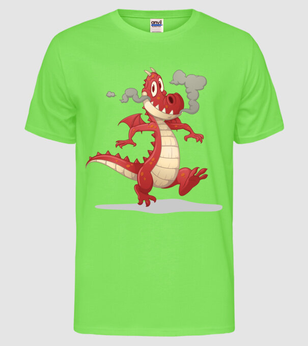 Dragon model verde neon pe tricou