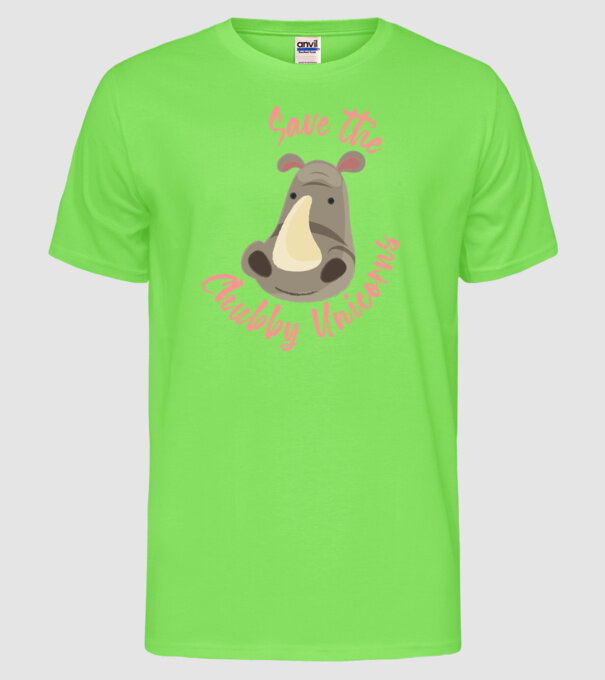 Save the chubby unicorns model verde neon pe tricou