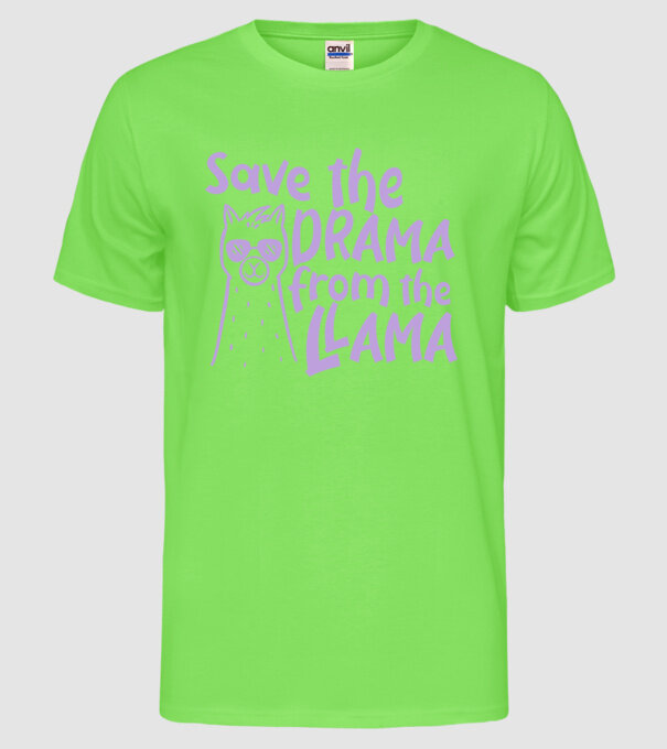 Save the drama from the llama model verde neon pe tricou