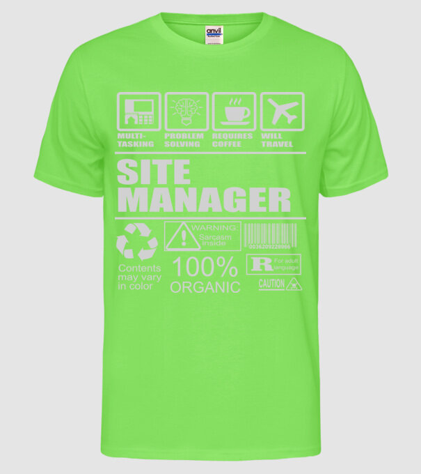Site manager model verde neon pe tricou