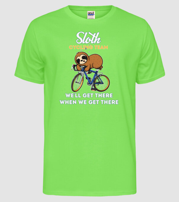 Sloth cycling team model verde neon pe tricou