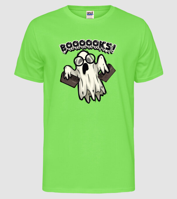 Spooky boookworm model verde neon pe tricou