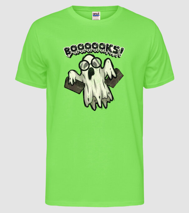 Spooky booookworm model verde neon pe tricou