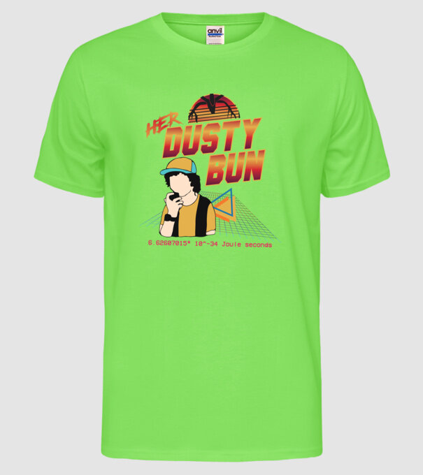 Stranger couple 80s retro Dustin model verde neon pe tricou