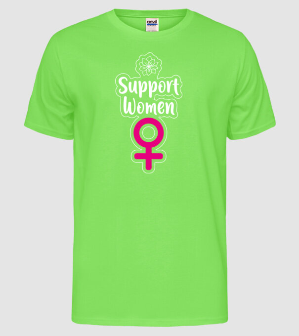 Support Women model verde neon pe tricou