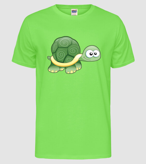 Turtle model verde neon pe tricou