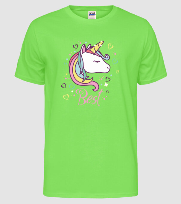 Unicorn Best model verde neon pe tricou