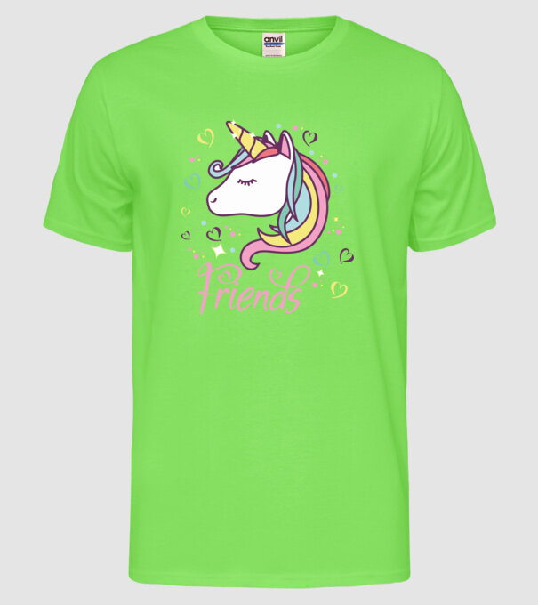 Unicorn Friend model verde neon pe tricou