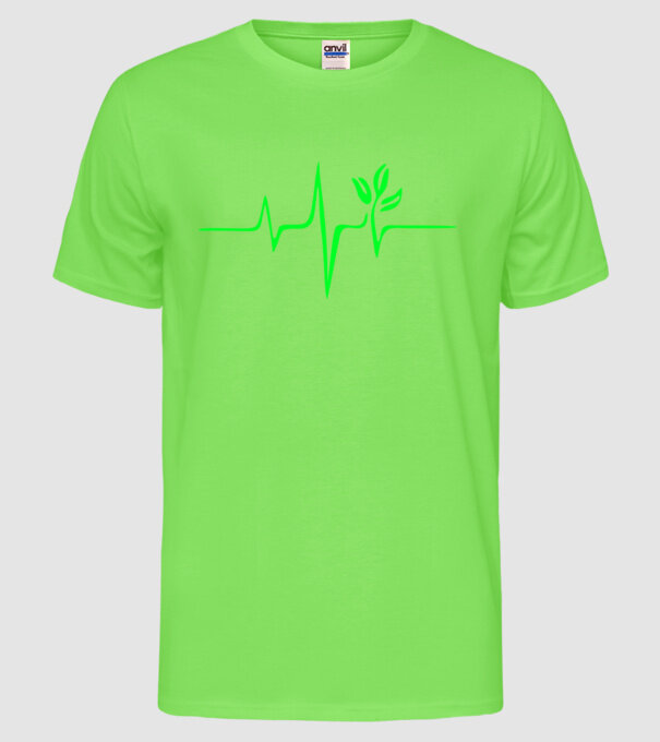 vegan heartbeat model verde neon pe tricou