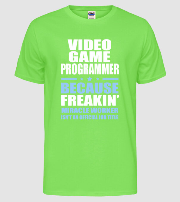 Video game Programmer model verde neon pe tricou