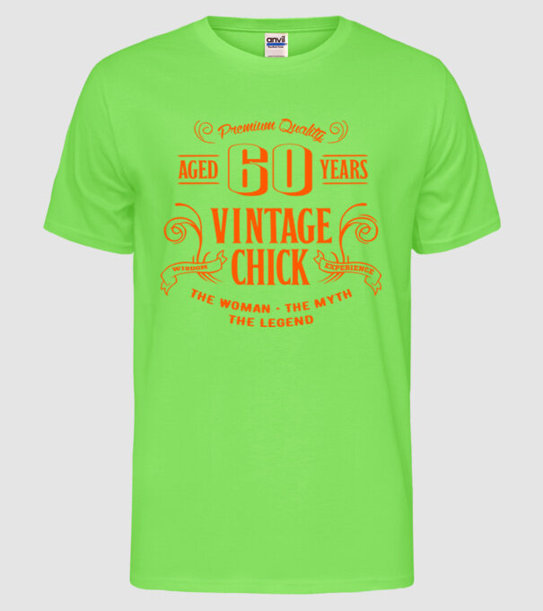 Vintage chick - 60 model verde neon pe tricou