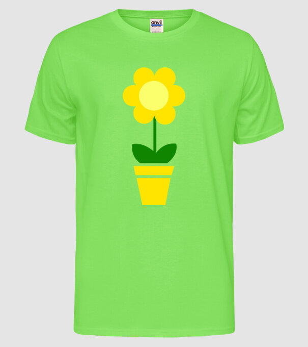 Flower model verde neon pe tricou