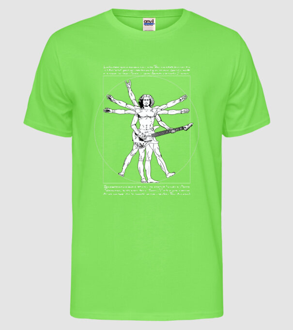 Vitruvius Guitar model verde neon pe tricou