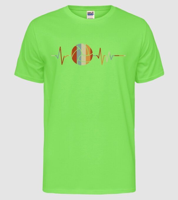 Volleyball heartbeat model verde neon pe tricou