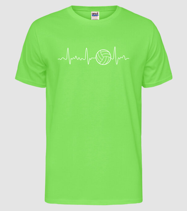 Volleyball heartbeat model verde neon pe tricou