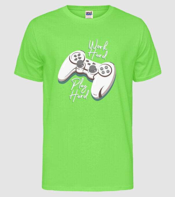 Work hard play hard model verde neon pe tricou