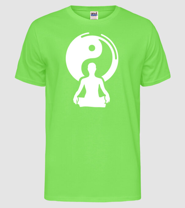 Meditație Yin yang model verde neon pe tricou