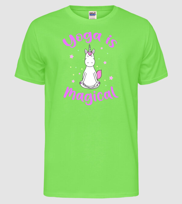 yoga is magical model verde neon pe tricou