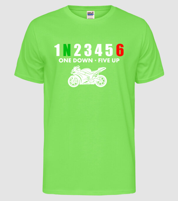 1N23456 model verde neon pe tricou