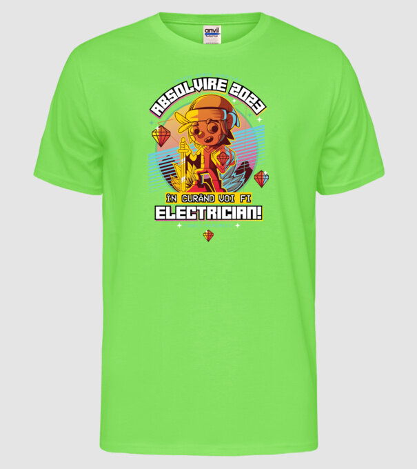 absolvire 2023 electrician model verde neon pe tricou