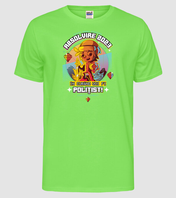absolvire 2023 polițist model verde neon pe tricou