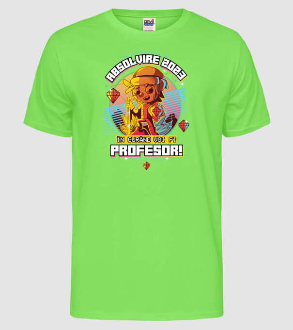 absolvire 2023 profesor model verde neon pe tricou