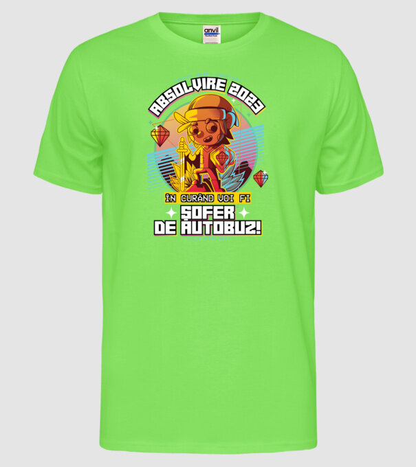 absolvire 2023 șofer de autobuz model verde neon pe tricou