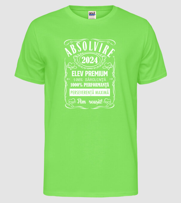 Absolvire Premium model verde neon pe tricou
