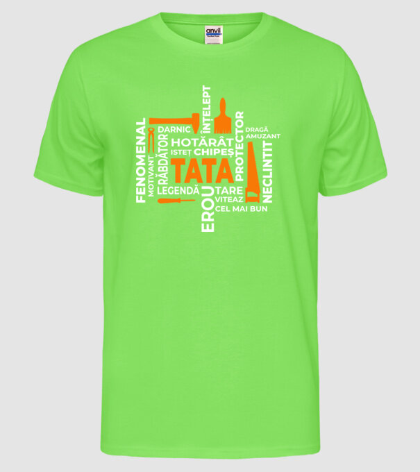 Acronimele tatălui model verde neon pe tricou