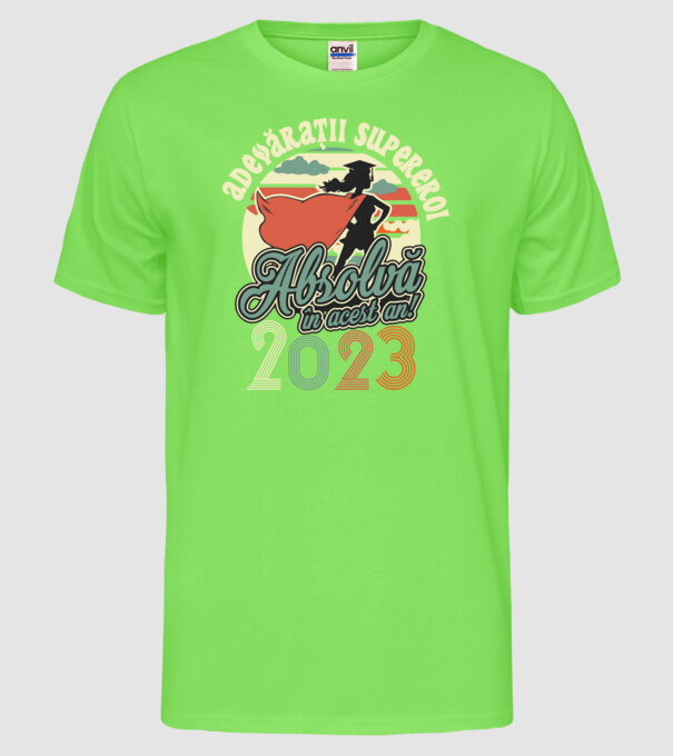 Adevărații supereroi model verde neon pe tricou
