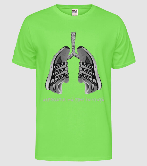 Alergatul mă ține în viață model verde neon pe tricou