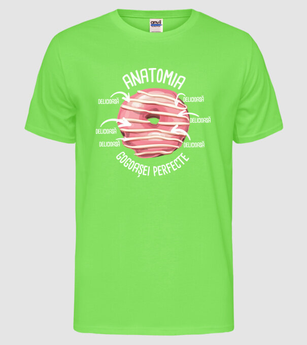 anatomia gogoașei perfecte: delicioasă model verde neon pe tricou