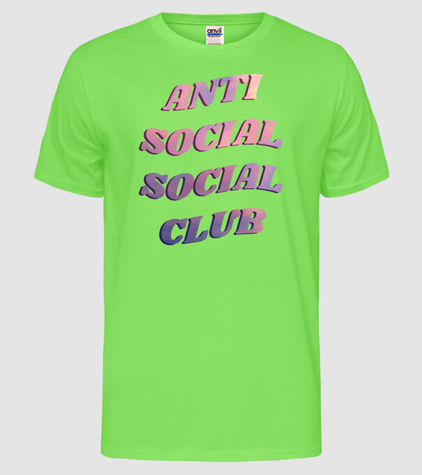 Anti social social club pink model verde neon pe tricou
