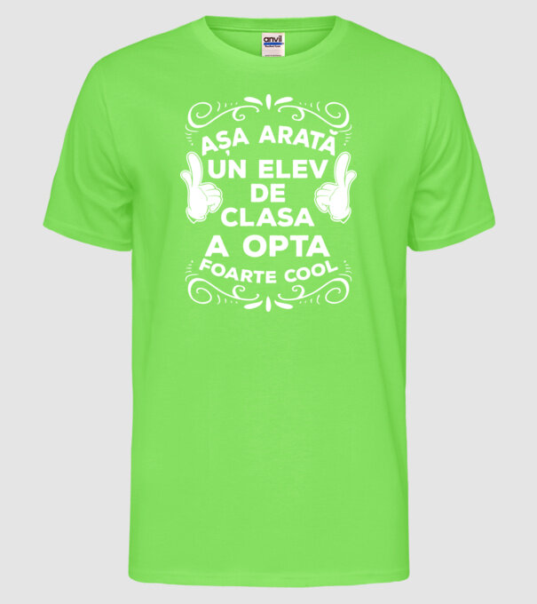 Așa arată un elev de clasa a opta foarte cool model verde neon pe tricou