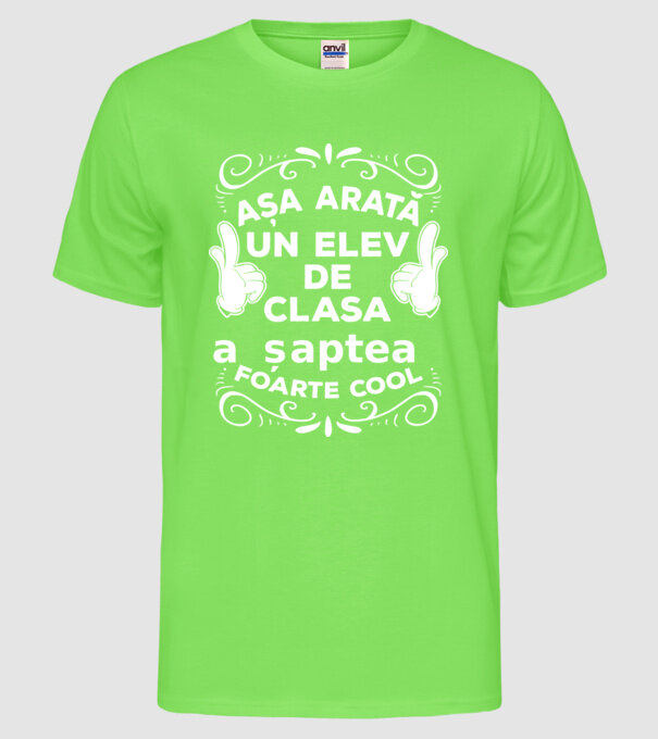 Așa arată un elev de clasa a șaptea foarte cool model verde neon pe tricou