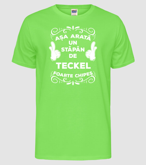 Așa arată un stăpân de Teckel foarte chipeș model verde neon pe tricou