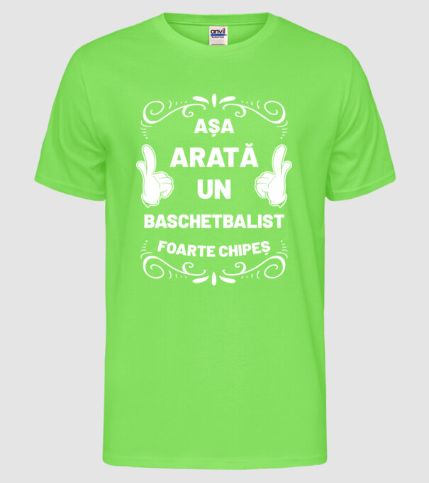 Așa arată un BASCHETBALIST foarte chipeș model verde neon pe tricou
