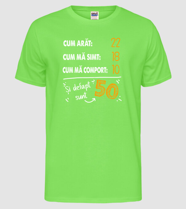 Aspect, senzație, comportament 50 Negru model verde neon pe tricou