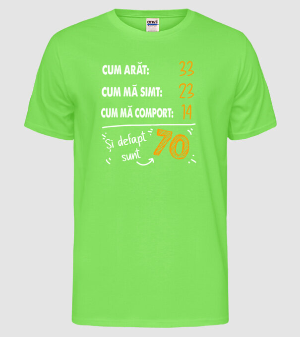 Aspect, senzație, comportament 70 Negru model verde neon pe tricou