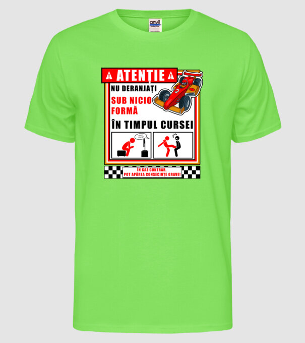 atenție model verde neon pe tricou