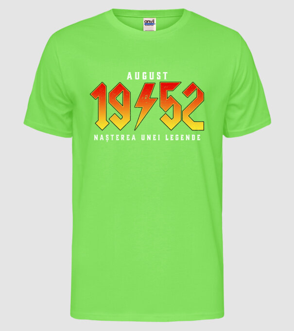 August 1952 nașterea unei legende model verde neon pe tricou